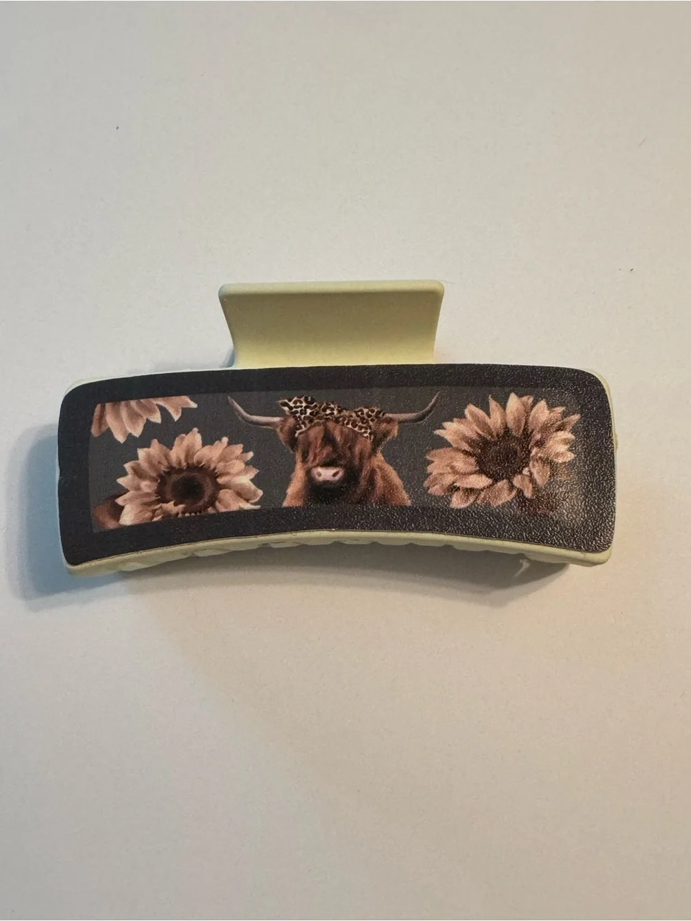 Boho Country Western Floral Highland Cow Claw Clip
